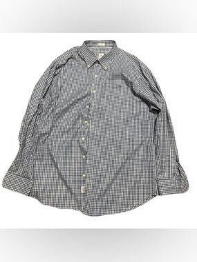 [SOLD] Peter Millar Men's Blue and White Gingham Button-Down Shirt
